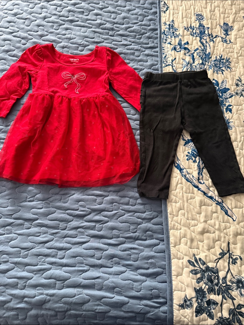 Carter's Red Dress with Black Leggings Kids Matching Set